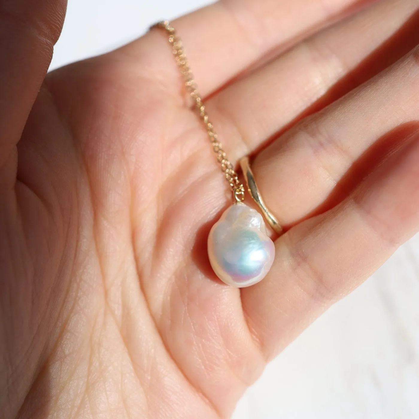 14k Baroque Pearl Drop Necklace