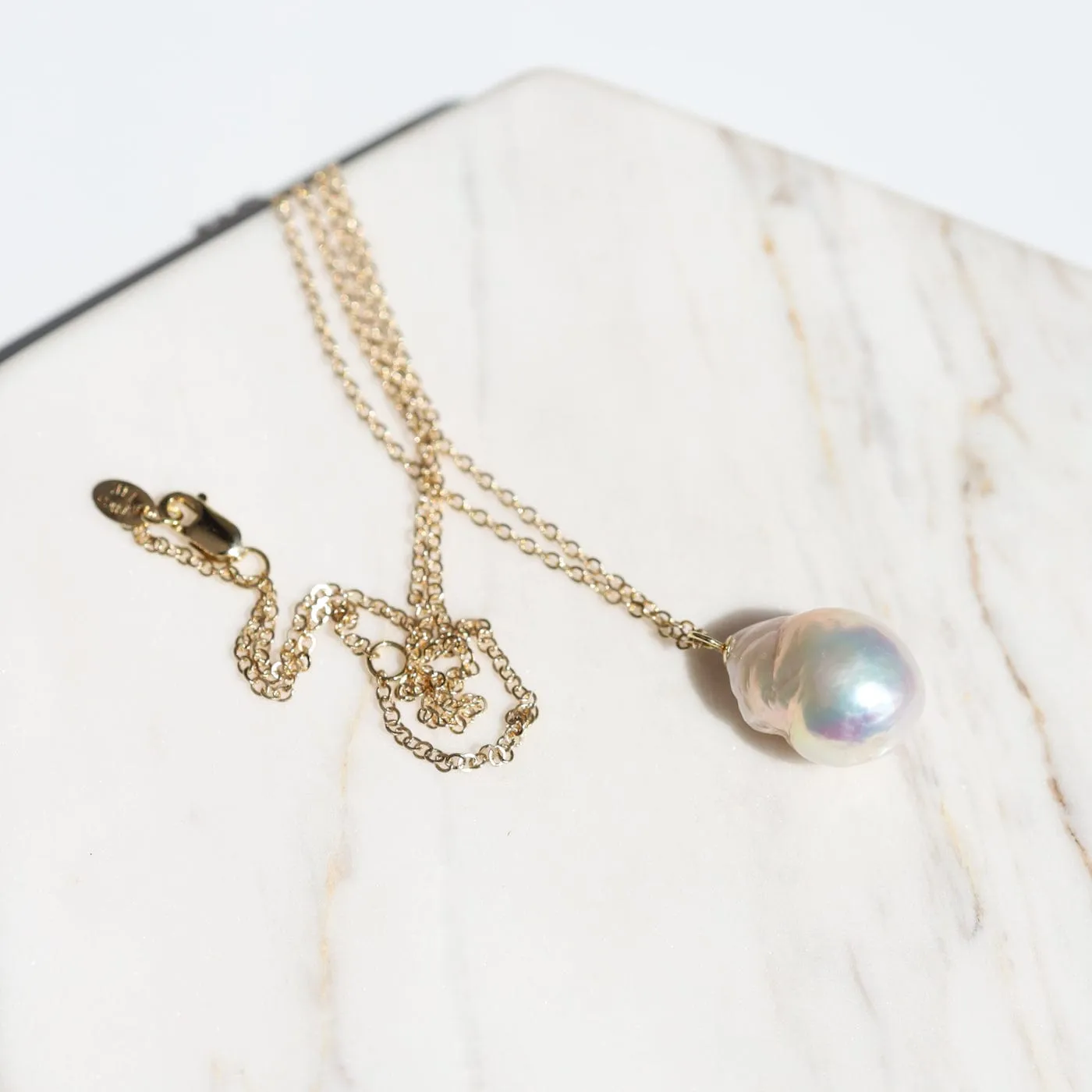 14k Baroque Pearl Drop Necklace