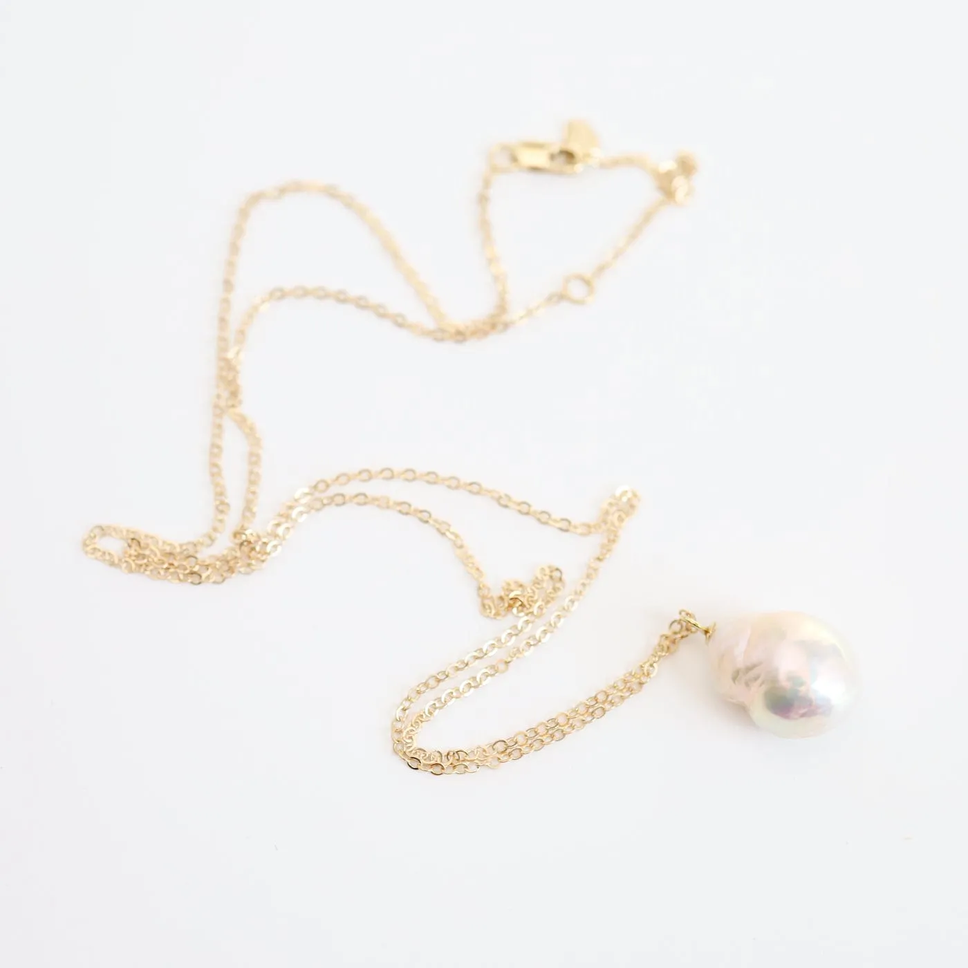 14k Baroque Pearl Drop Necklace