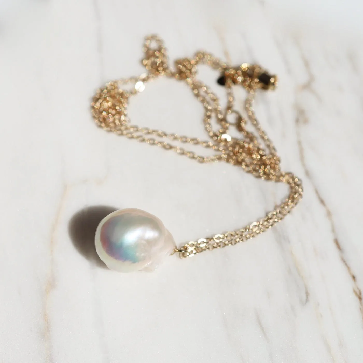 14k Baroque Pearl Drop Necklace