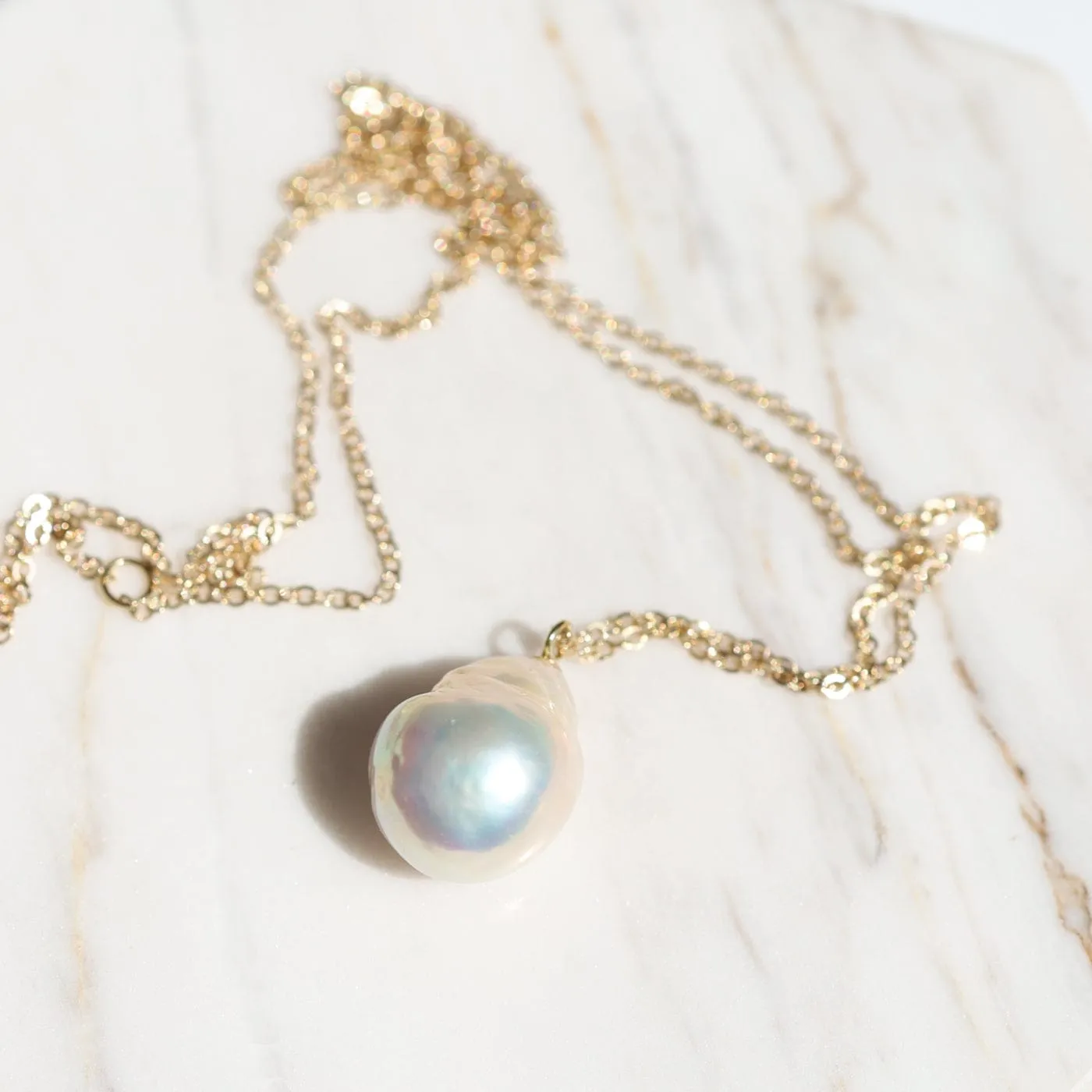 14k Baroque Pearl Drop Necklace