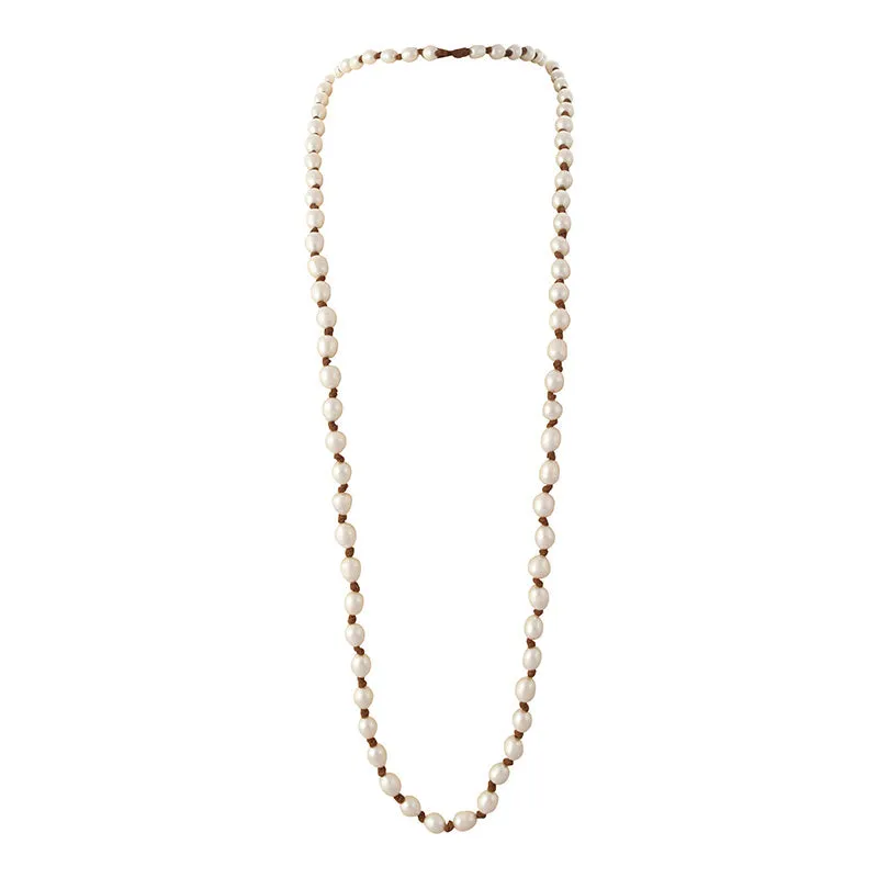 166-15 | BAROQUE PEARLS ON BRAIDED SUEDE (WHITE ON ESPRESSO)