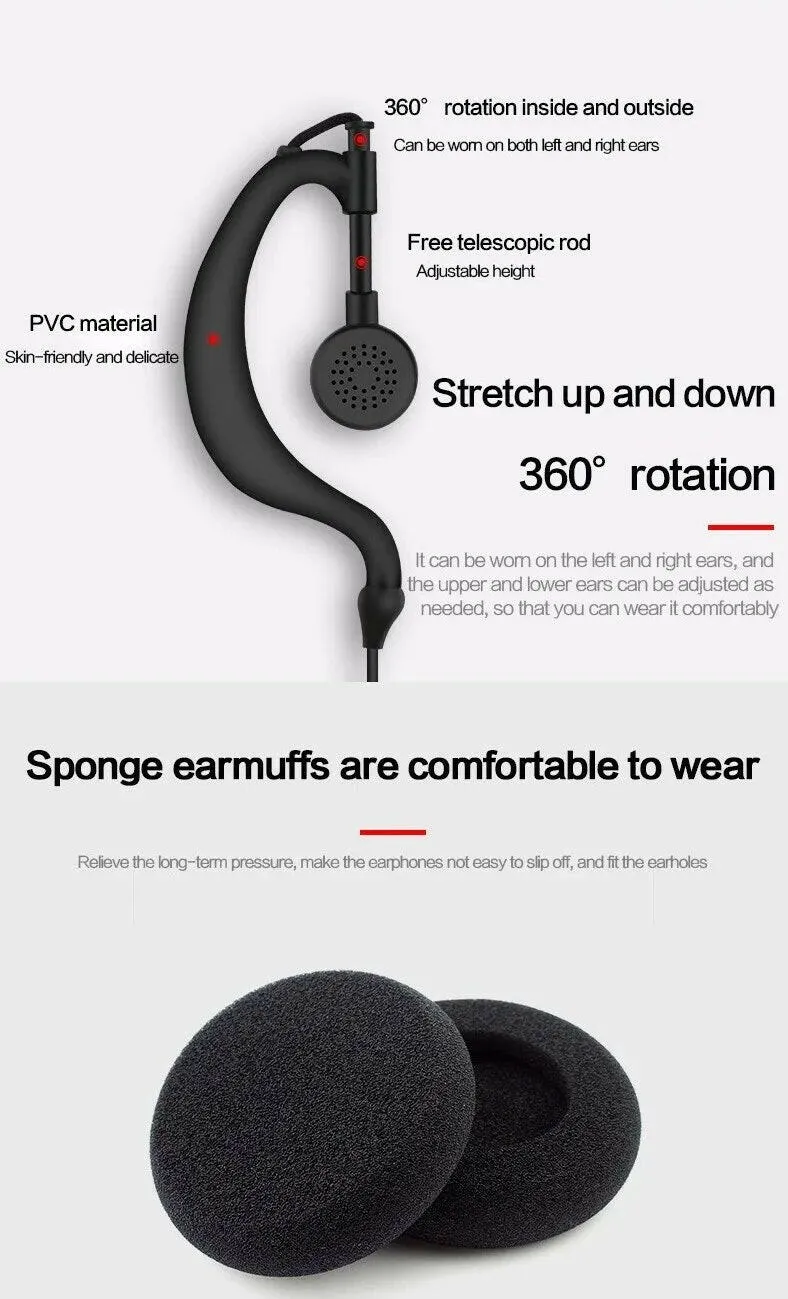 2 Pieces Earphone For Walkie Talkie K5 UV5R 888S KSUT With PTT Radio M K 2 Jack Plug Earpieces For Motorola Radio Accesories