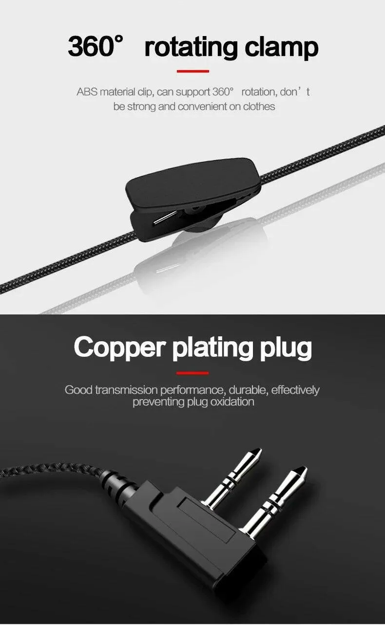 2 Pieces Earphone For Walkie Talkie K5 UV5R 888S KSUT With PTT Radio M K 2 Jack Plug Earpieces For Motorola Radio Accesories