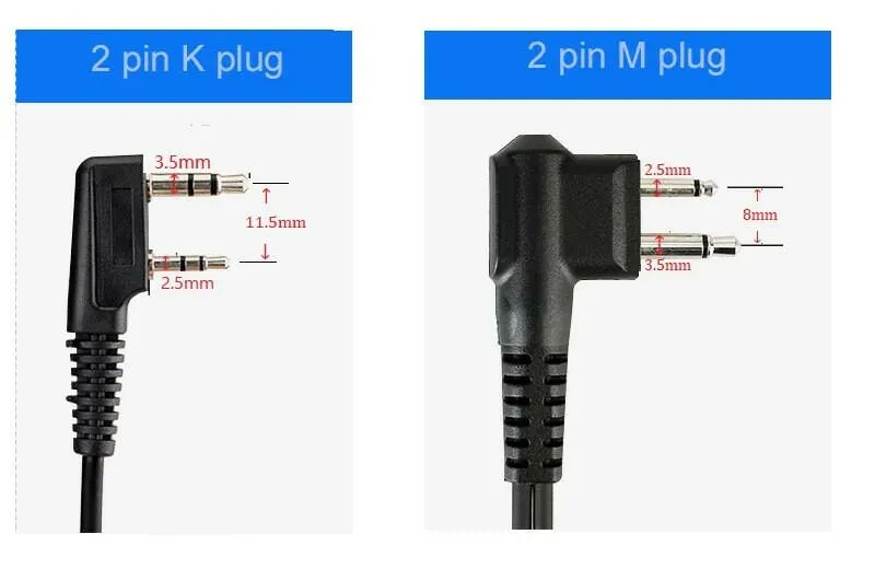 2 Pieces Earphone For Walkie Talkie K5 UV5R 888S KSUT With PTT Radio M K 2 Jack Plug Earpieces For Motorola Radio Accesories