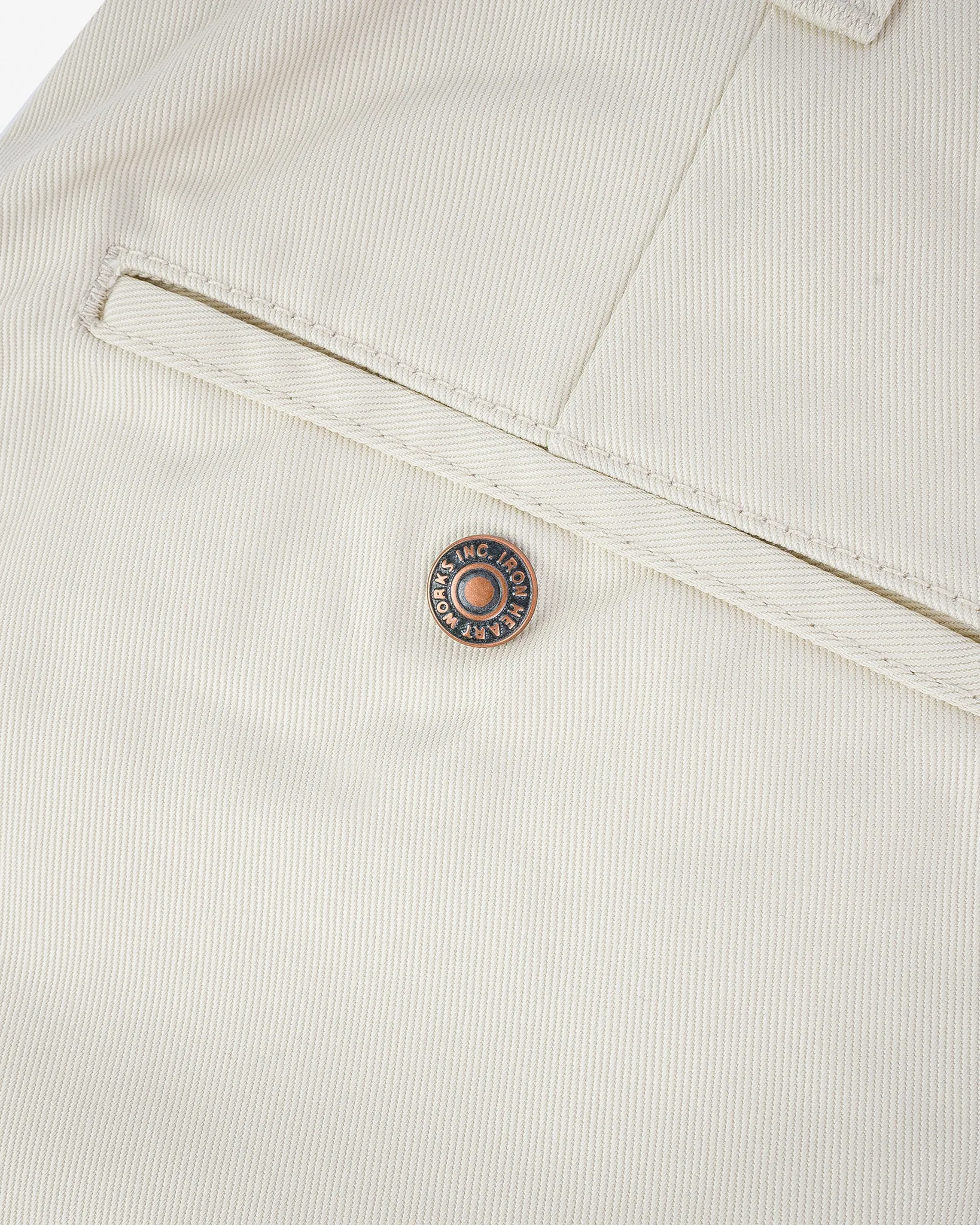 9oz Mercerised Selvedge Cotton Relaxed Tapered Cut Chinos - Ivory