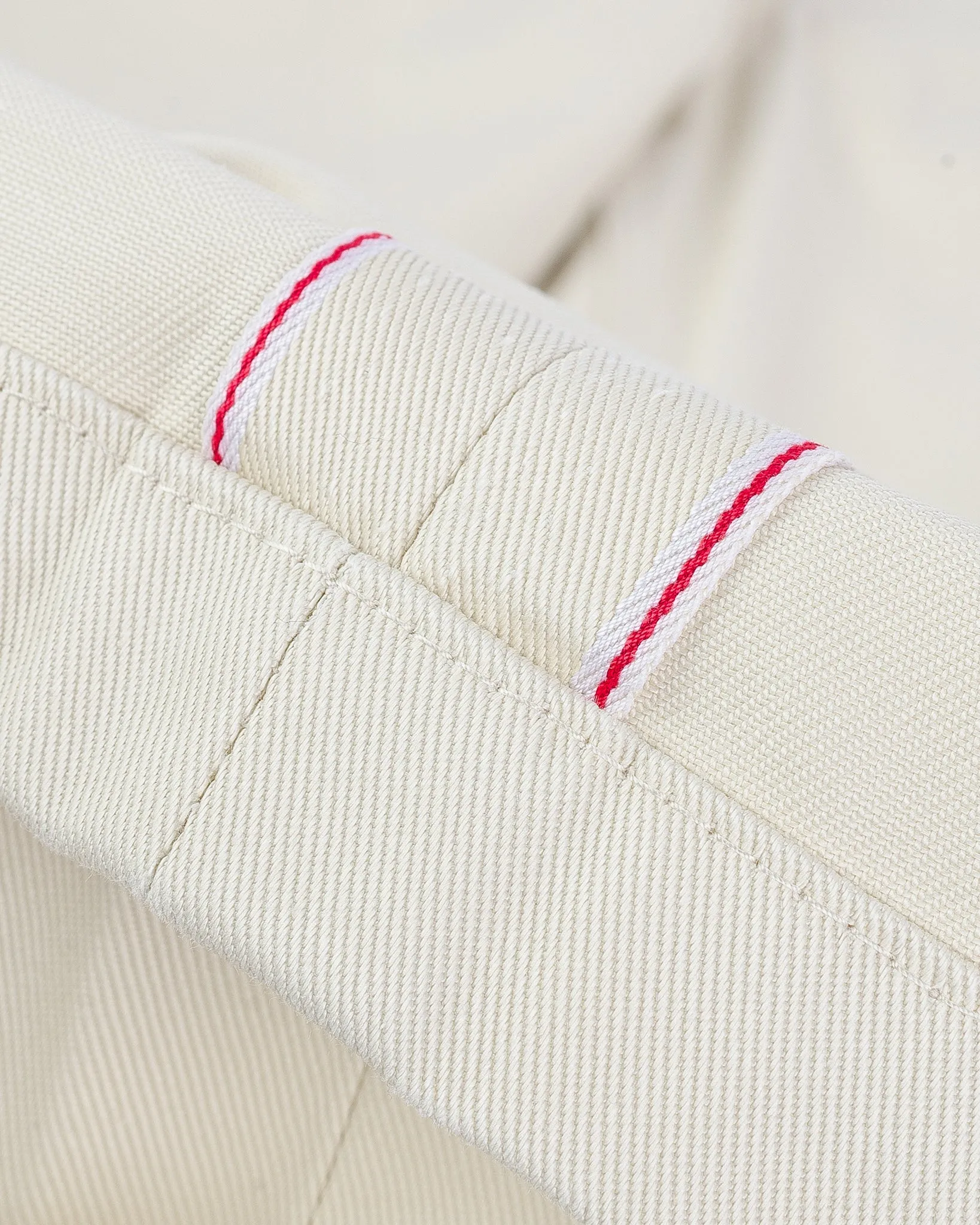 9oz Mercerised Selvedge Cotton Relaxed Tapered Cut Chinos - Ivory