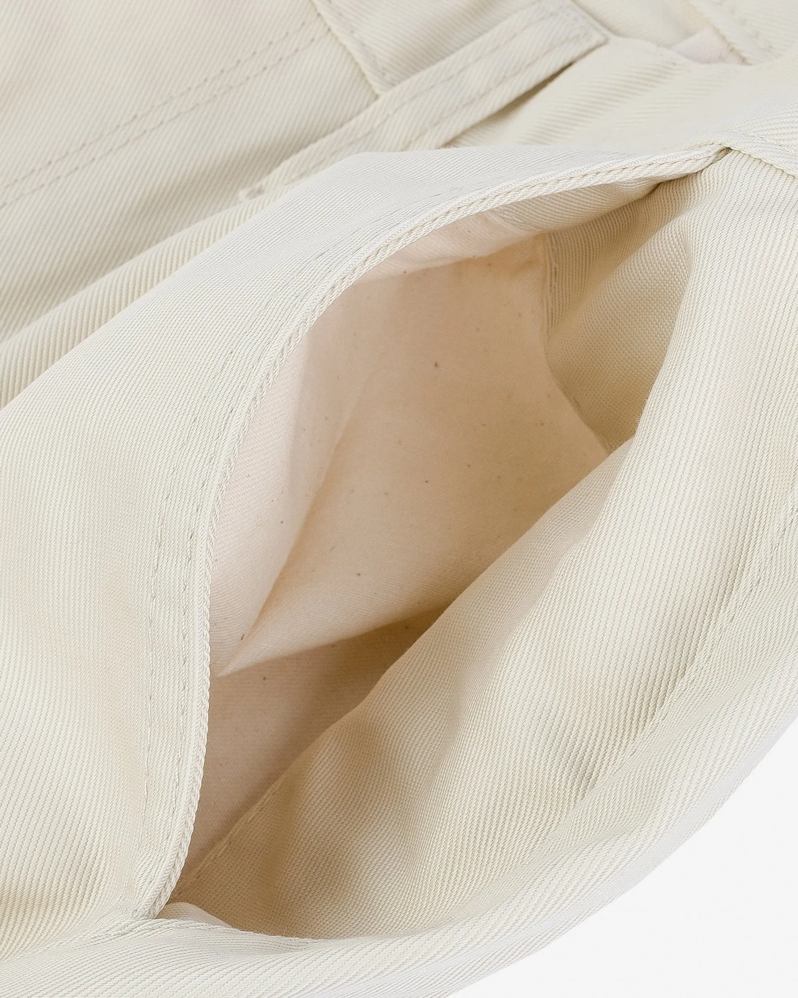 9oz Mercerised Selvedge Cotton Relaxed Tapered Cut Chinos - Ivory