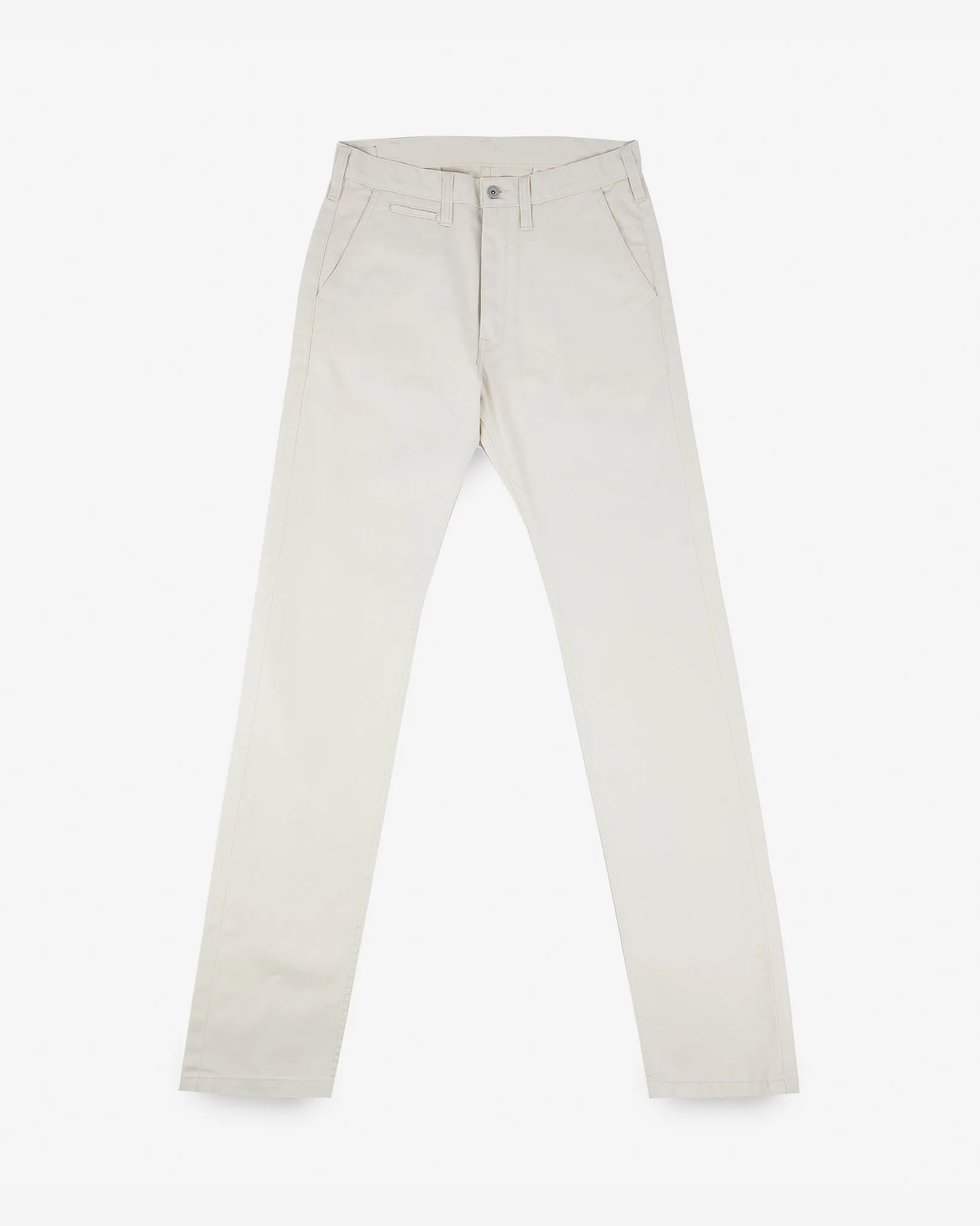 9oz Mercerised Selvedge Cotton Relaxed Tapered Cut Chinos - Ivory