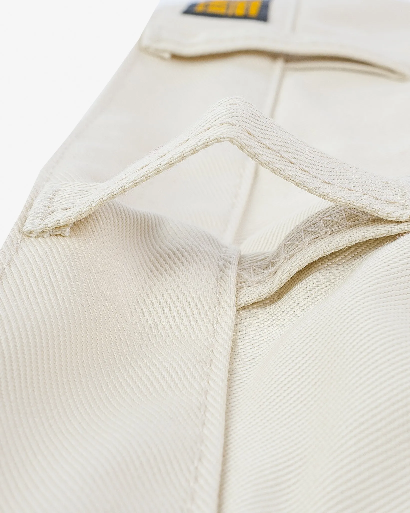 9oz Mercerised Selvedge Cotton Relaxed Tapered Cut Chinos - Ivory