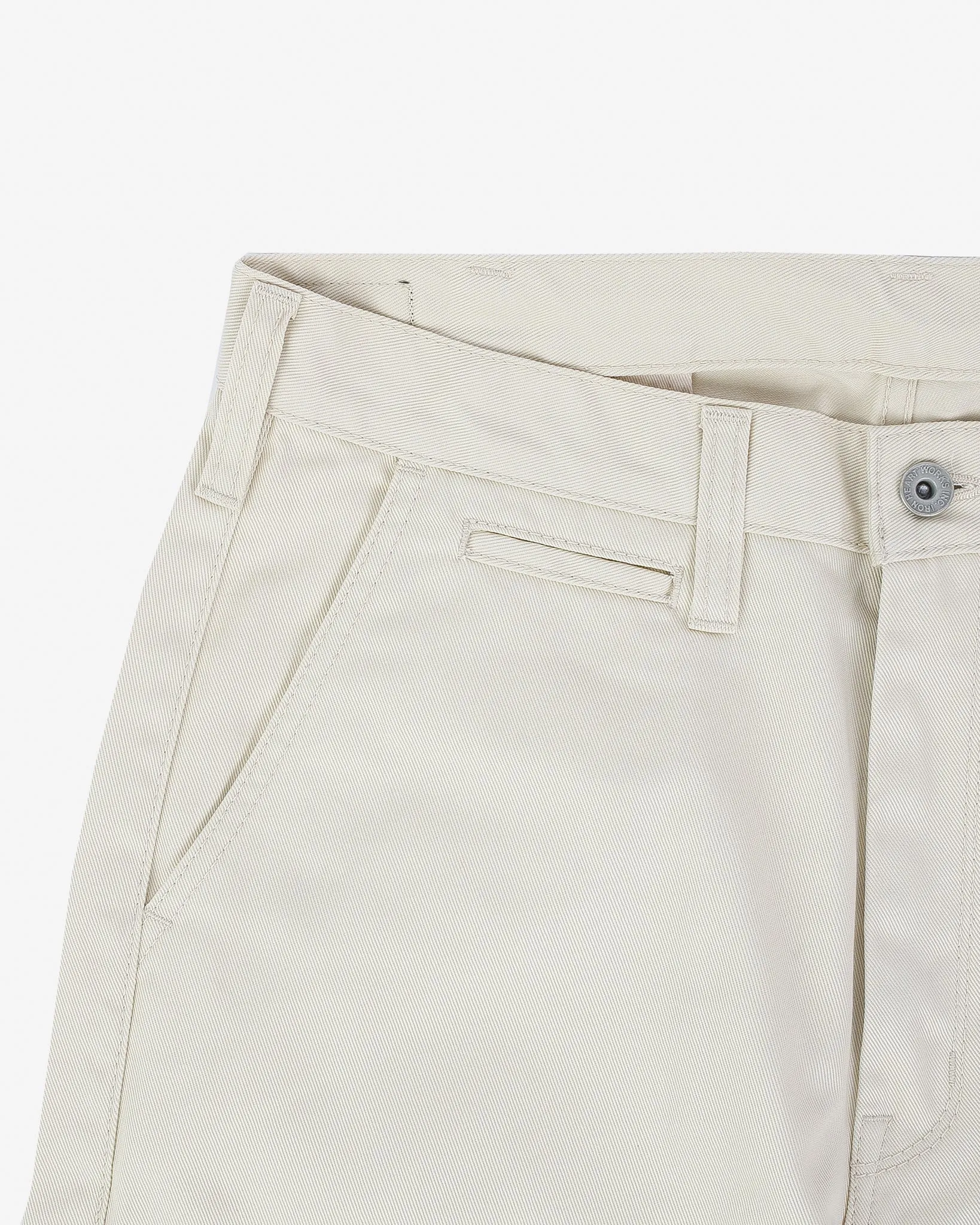 9oz Mercerised Selvedge Cotton Relaxed Tapered Cut Chinos - Ivory