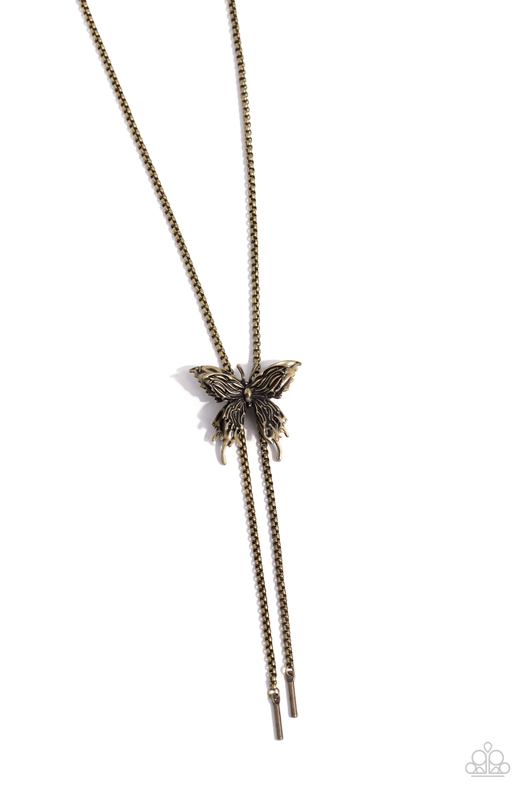Adjustable Acclaim - Brass - Butterfly Paparazzi Bolo Necklace