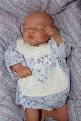 Antique French 1940 Baby Doll Hand Painted Face original Baptism Outfit Lace hat & CREATED DURING THE SECOND WORLD WAR