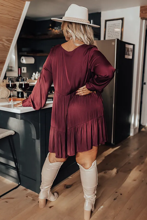 Autumn Brunch Babydoll Dress In Windsor Wine Curves