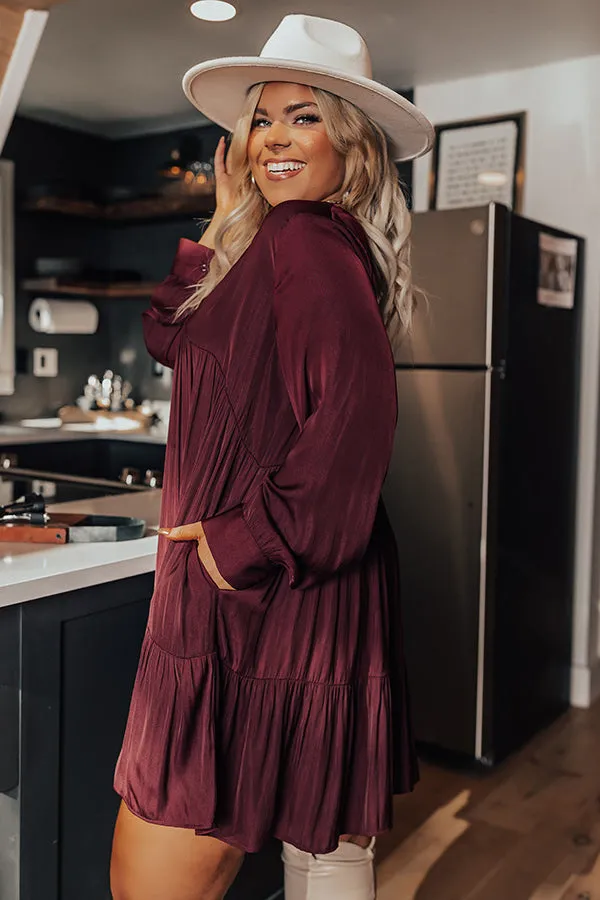 Autumn Brunch Babydoll Dress In Windsor Wine Curves
