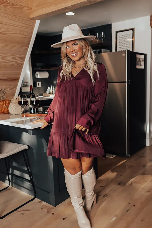Autumn Brunch Babydoll Dress In Windsor Wine Curves