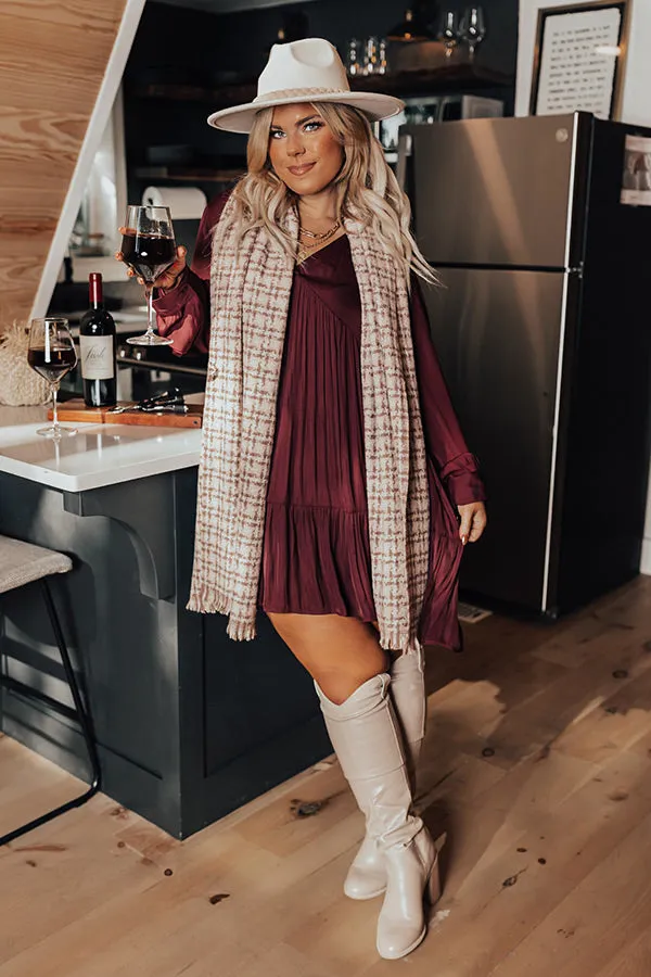 Autumn Brunch Babydoll Dress In Windsor Wine Curves