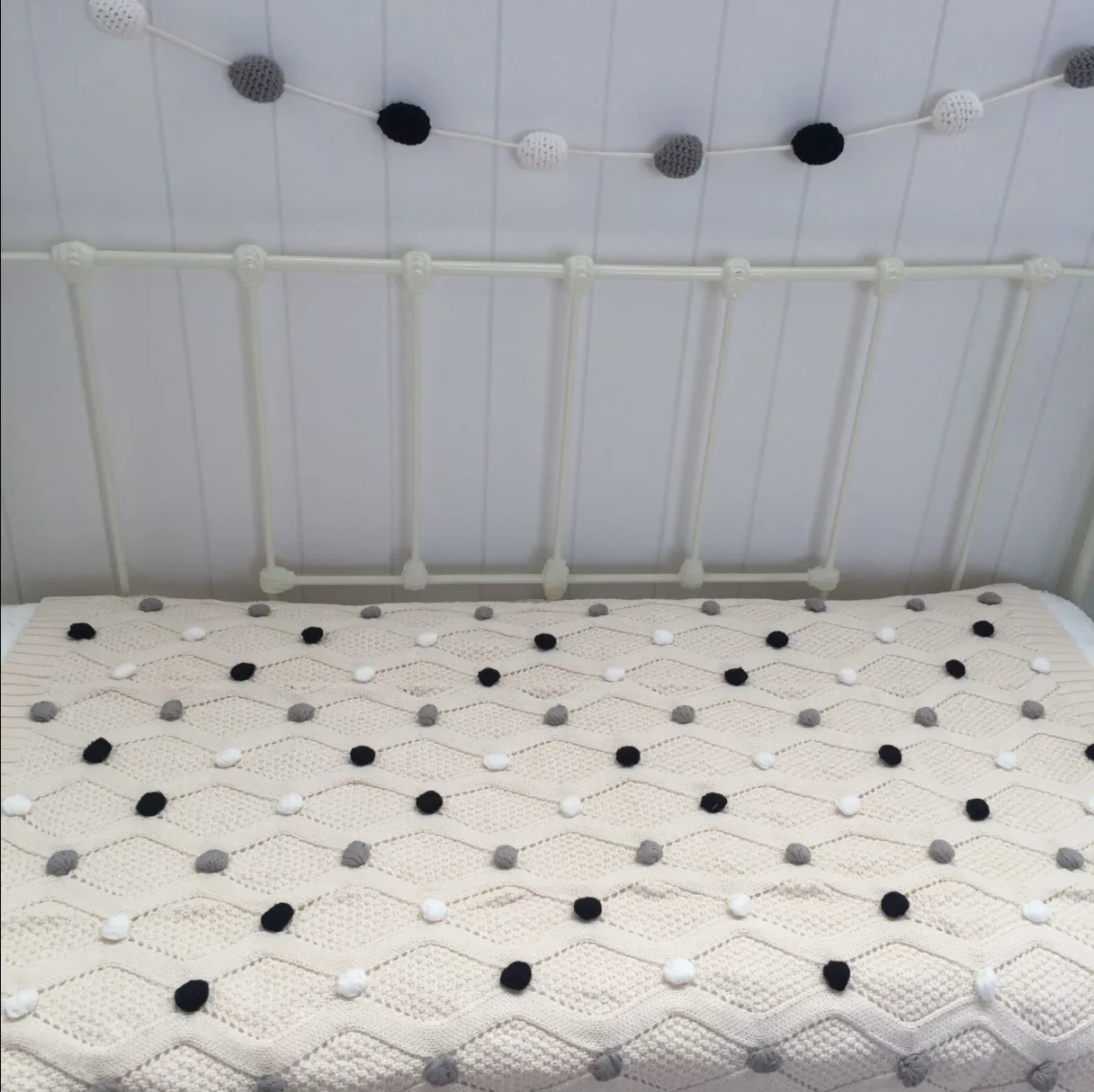 Baby Crochet Monochrome Bunting Pom Pom
