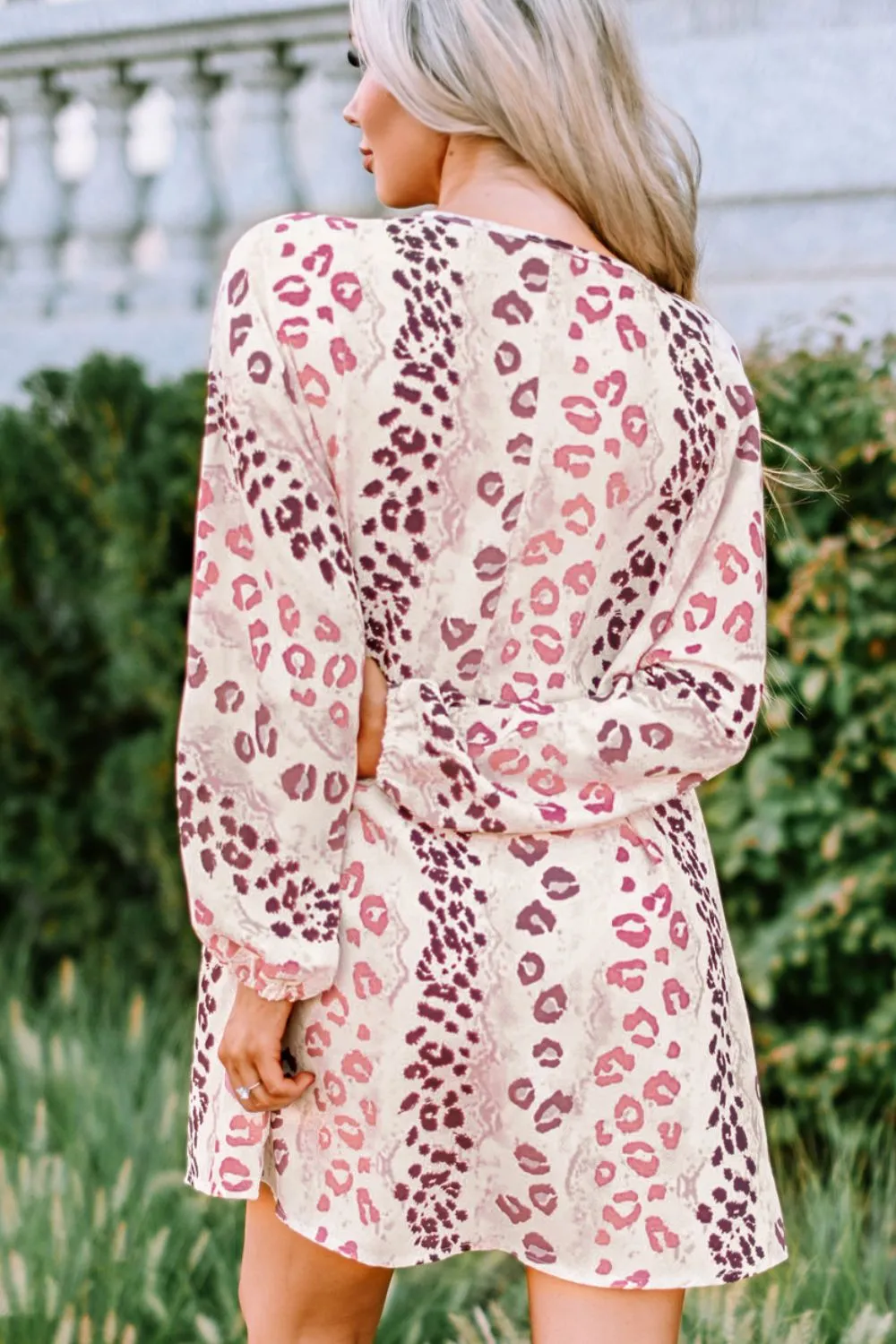 Balloon Sleeve Leopard Print Babydoll Dress