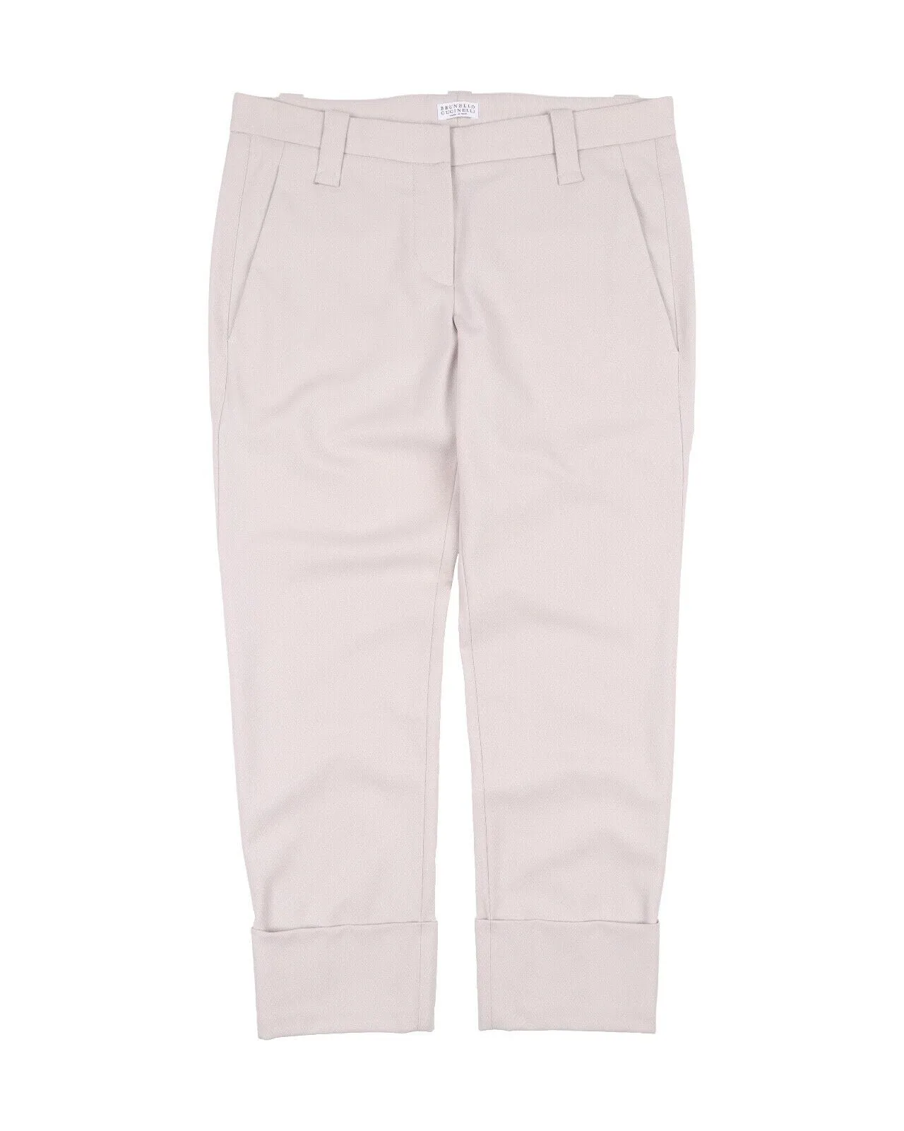 BRUNELLO CUCINELLI Pants Ivory Beige Cotton Chino Women's Trousers Size 40 IT