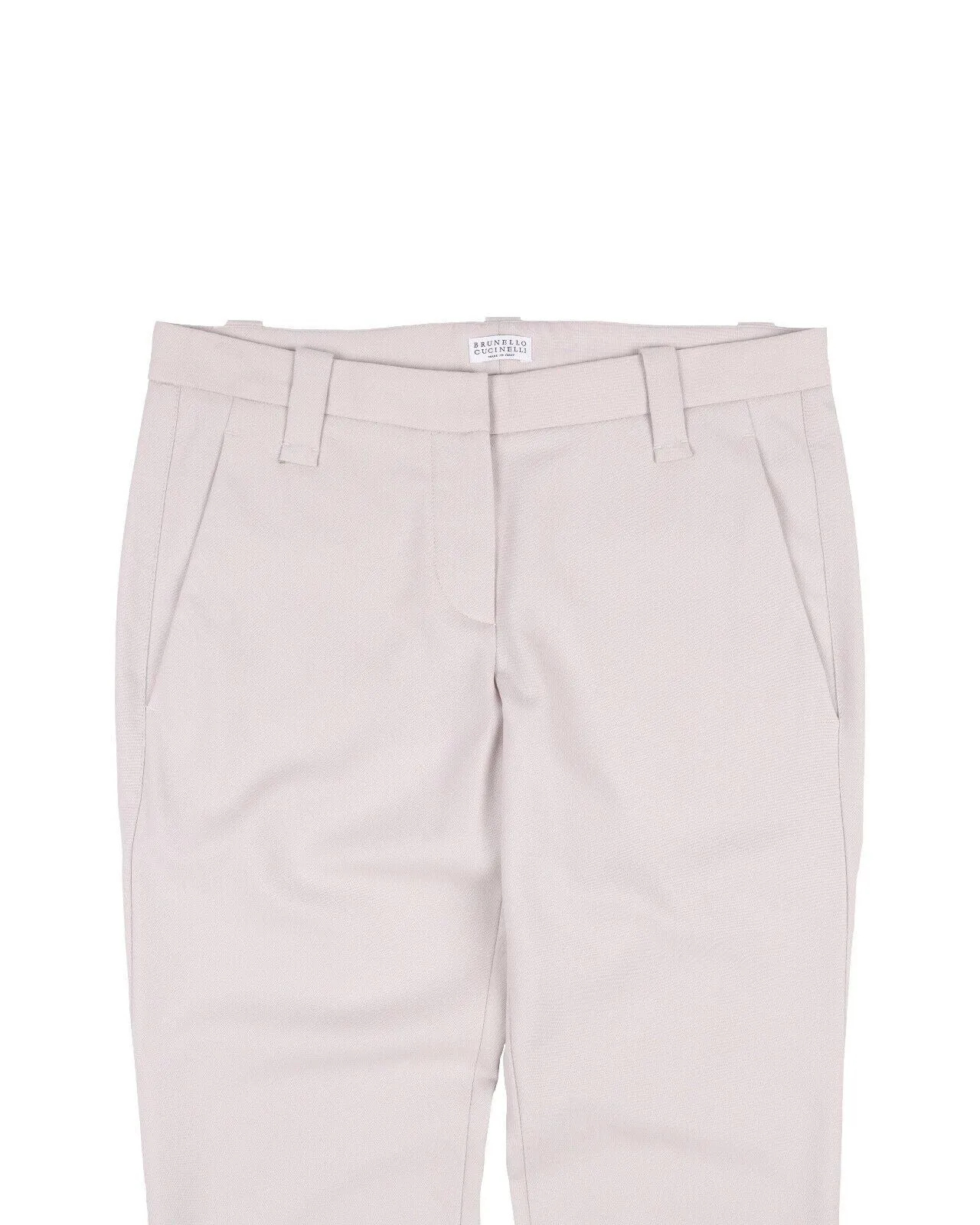 BRUNELLO CUCINELLI Pants Ivory Beige Cotton Chino Women's Trousers Size 40 IT
