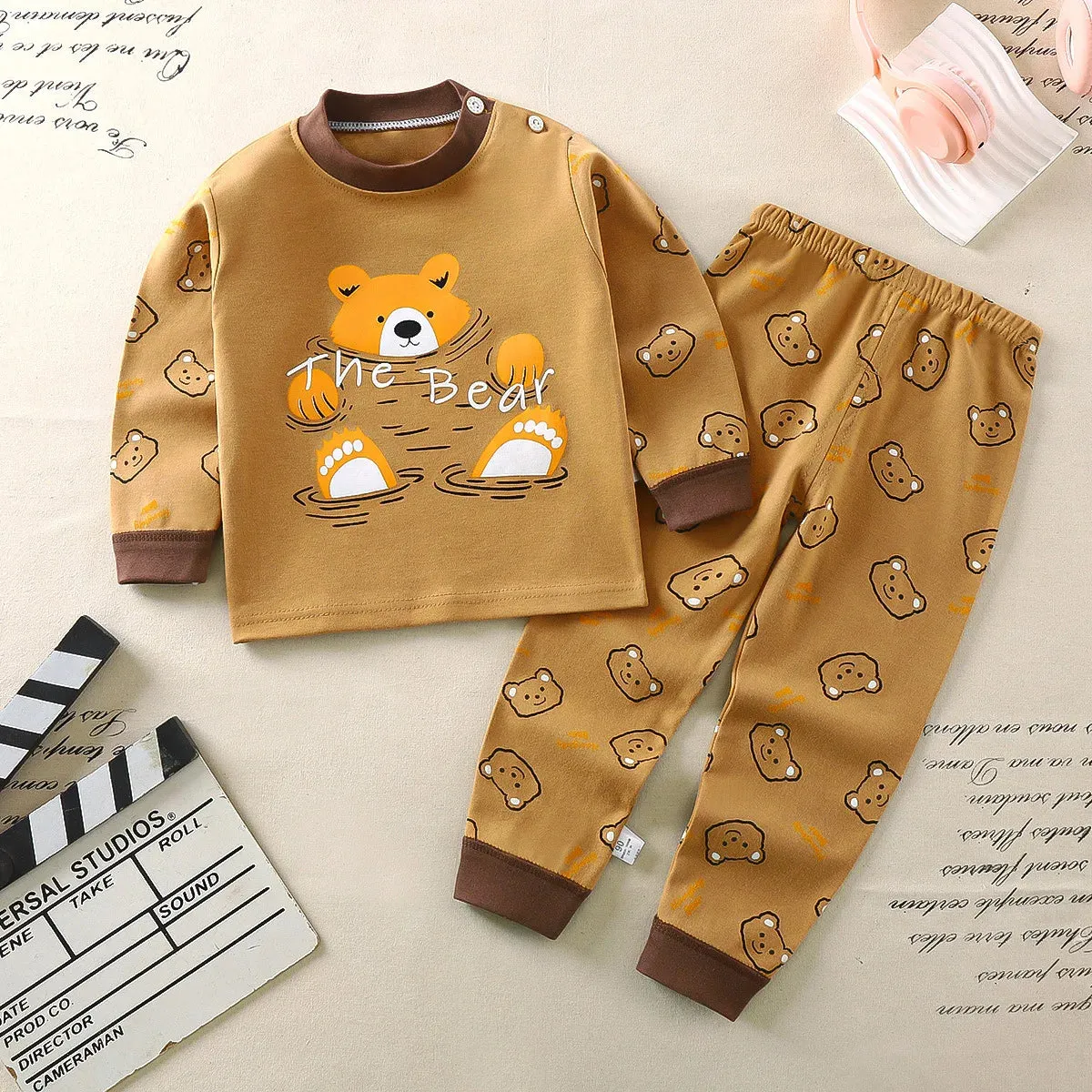 Cartoon Pajamas Suits Children's Baby Boys Girls Spring Autumn Sleepwear Home Clothes Cotton Autumn Long Trousers Kids Pijamas