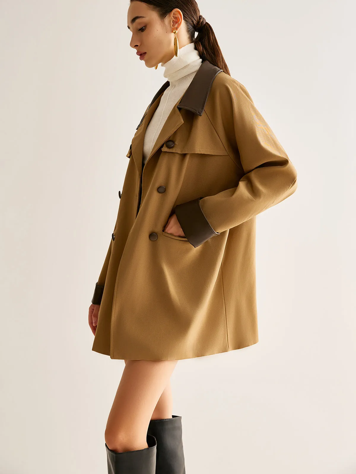 Chicmy-Winter Outfits Christmas Thanksgiving Gift New Year's Eve Outfits Streetwear Fashion Contrast Binding Button Trench Coat
