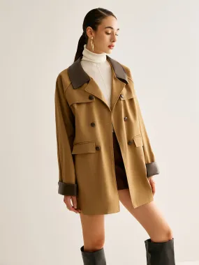 Chicmy-Winter Outfits Christmas Thanksgiving Gift New Year's Eve Outfits Streetwear Fashion Contrast Binding Button Trench Coat