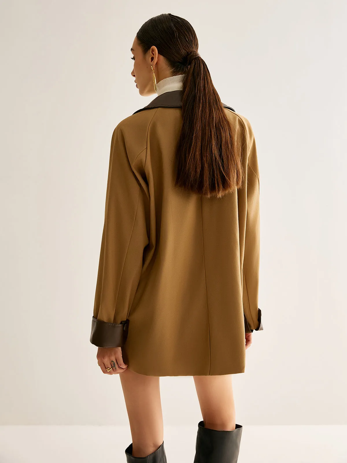 Chicmy-Winter Outfits Christmas Thanksgiving Gift New Year's Eve Outfits Streetwear Fashion Contrast Binding Button Trench Coat