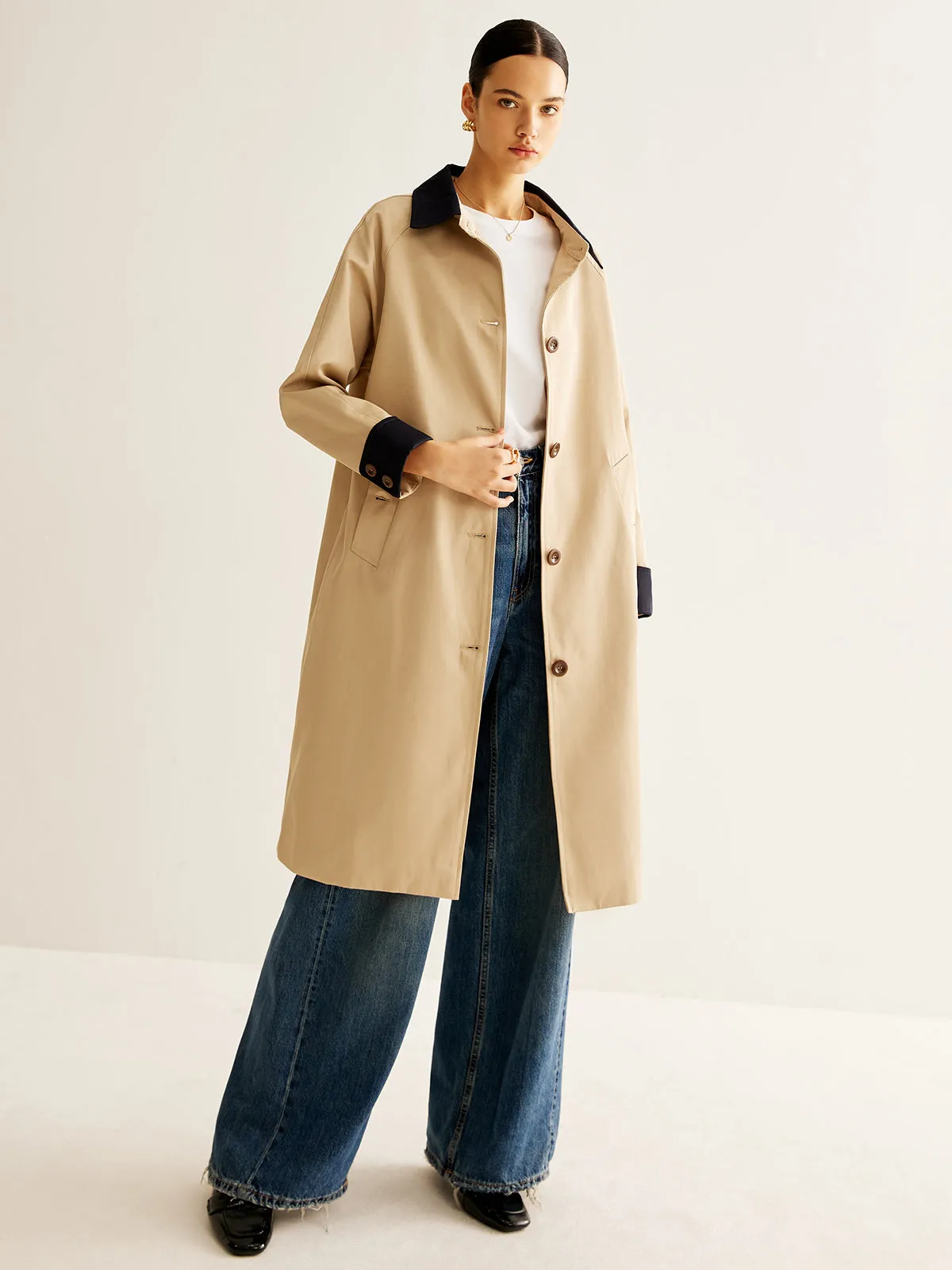 Chicmy-Winter Outfits Christmas Thanksgiving Gift New Year's Eve Outfits Streetwear Fashion Contrast Binding Long Trench Coat