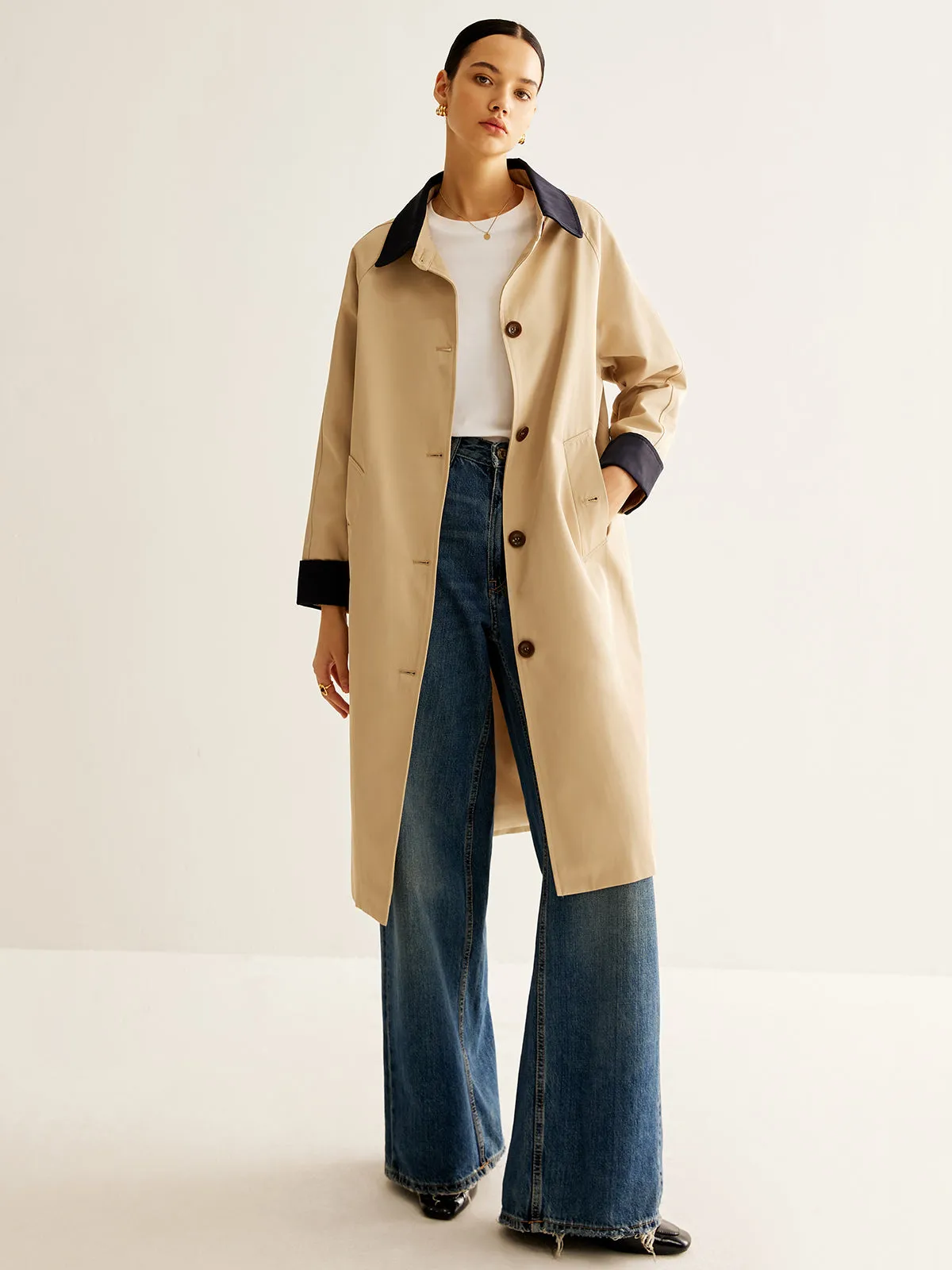 Chicmy-Winter Outfits Christmas Thanksgiving Gift New Year's Eve Outfits Streetwear Fashion Contrast Binding Long Trench Coat