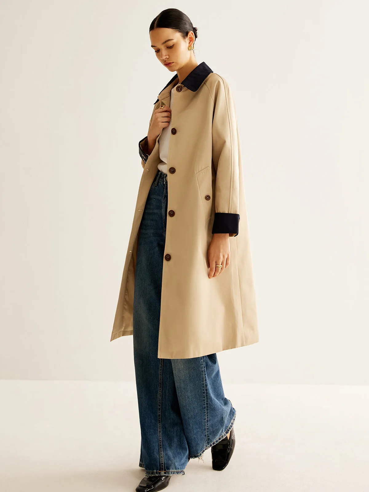 Chicmy-Winter Outfits Christmas Thanksgiving Gift New Year's Eve Outfits Streetwear Fashion Contrast Binding Long Trench Coat