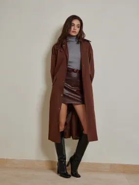 Chicmy-Winter Outfits Christmas Thanksgiving Gift New Year's Eve Outfits Streetwear Fashion Contrast Collar Pleated Trench Coat