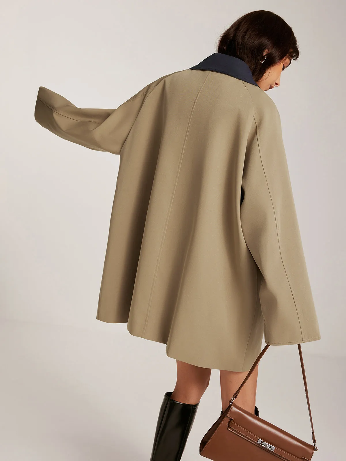 Chicmy-Winter Outfits Christmas Thanksgiving Gift New Year's Eve Outfits Streetwear Fashion Contrast-Collar Zipper Loose Trench Coat