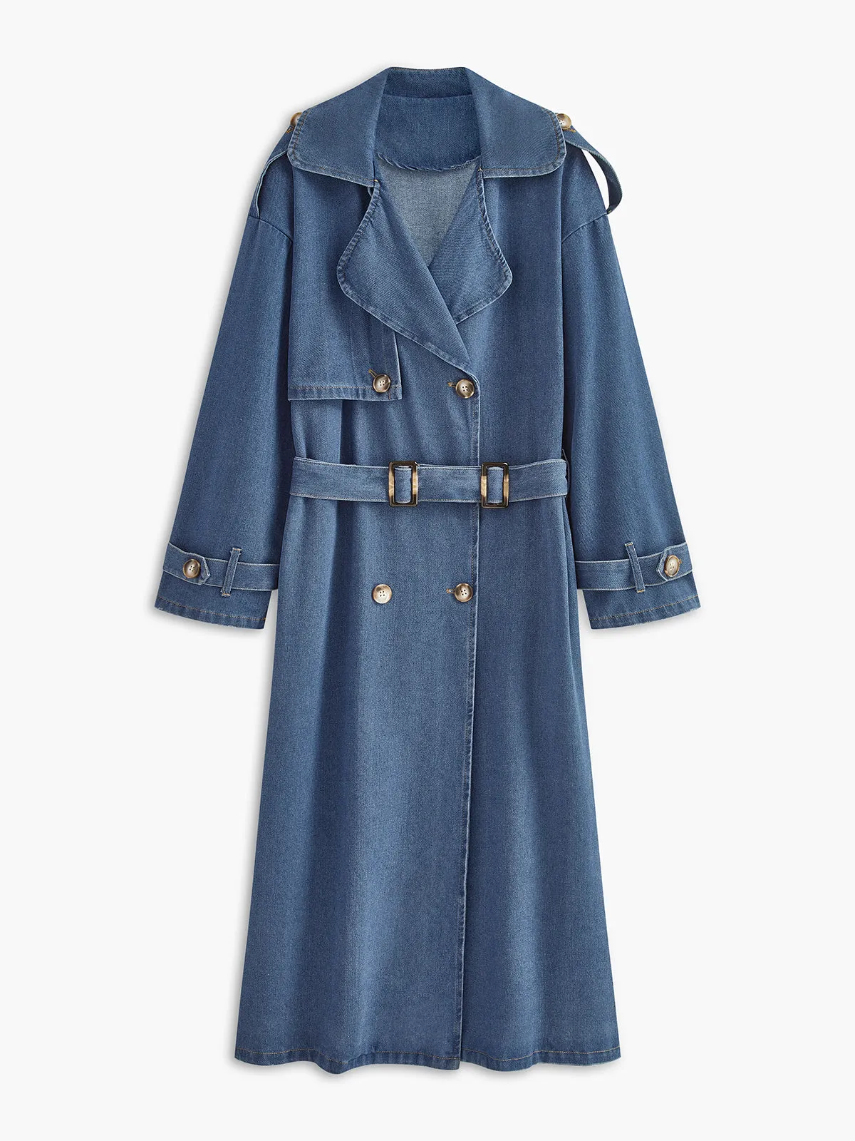 Chicmy-Winter Outfits Christmas Thanksgiving Gift New Year's Eve Outfits Streetwear Fashion Cotton Belted Denim Trench Coat