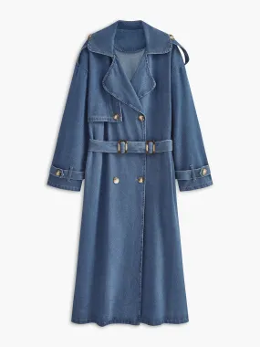Chicmy-Winter Outfits Christmas Thanksgiving Gift New Year's Eve Outfits Streetwear Fashion Cotton Belted Denim Trench Coat