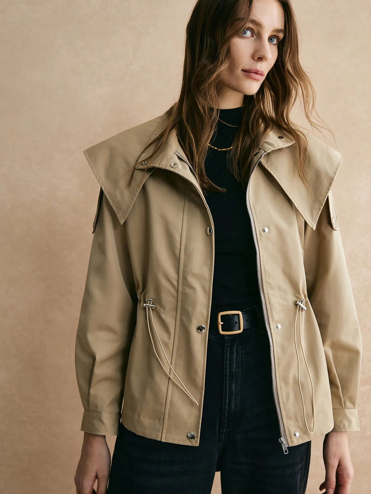 Chicmy-Winter Outfits Christmas Thanksgiving Gift New Year's Eve Outfits Streetwear Fashion Drawstring Waist Zipper Trench Coat