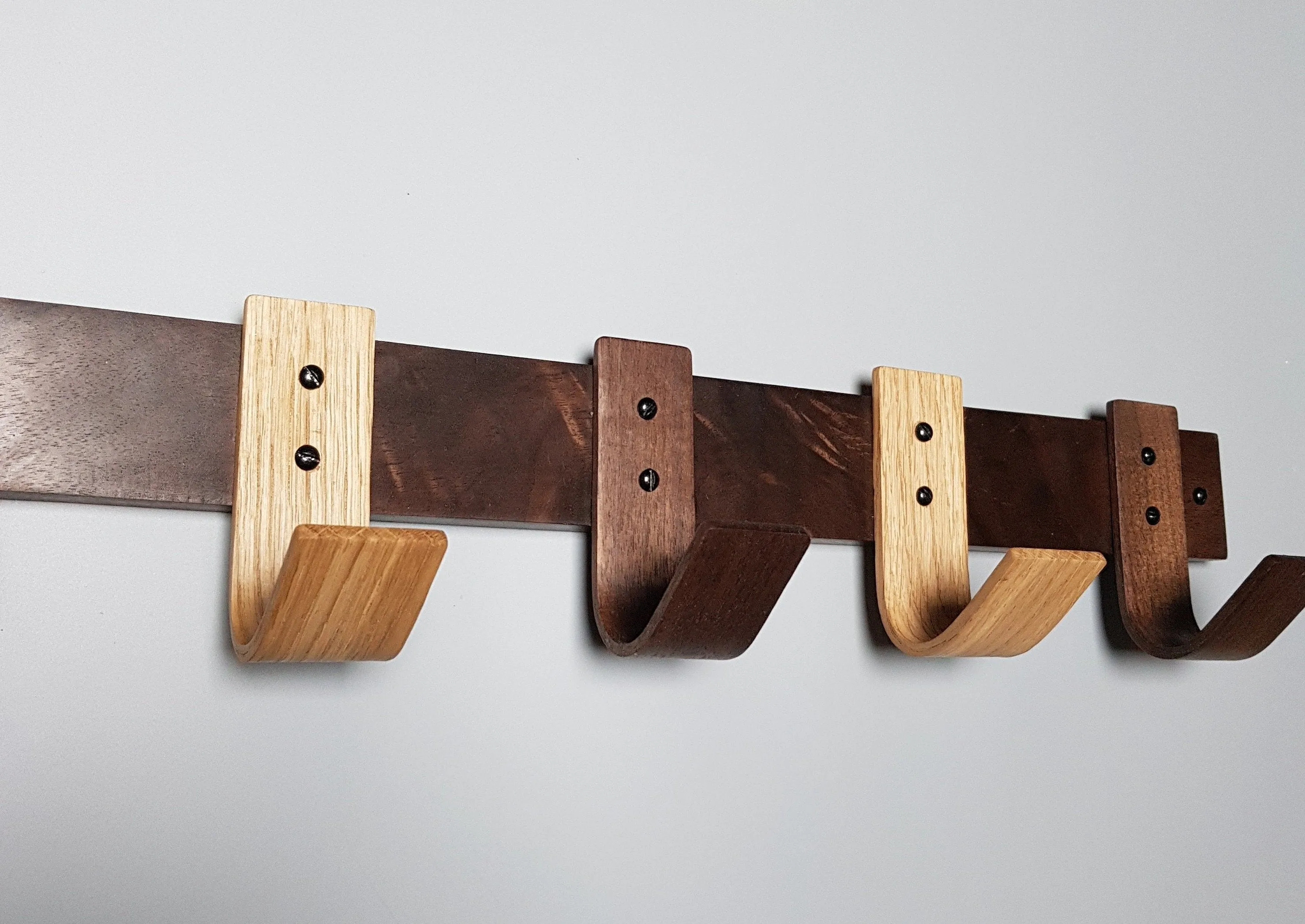 Coat Rack with Walnut and Oak Hooks