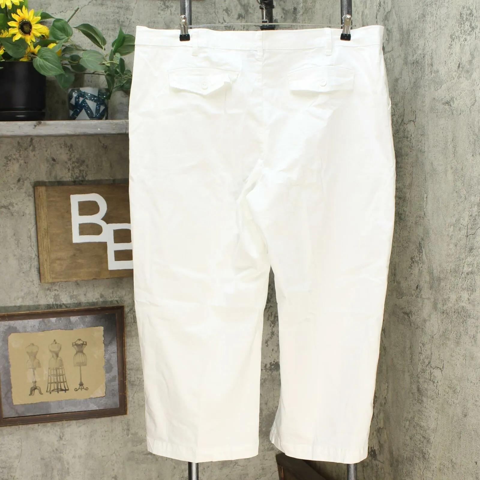 DG2 by Diane Gilman Stretch Twill Wide Leg Chino Pants Ivory Plus 22W