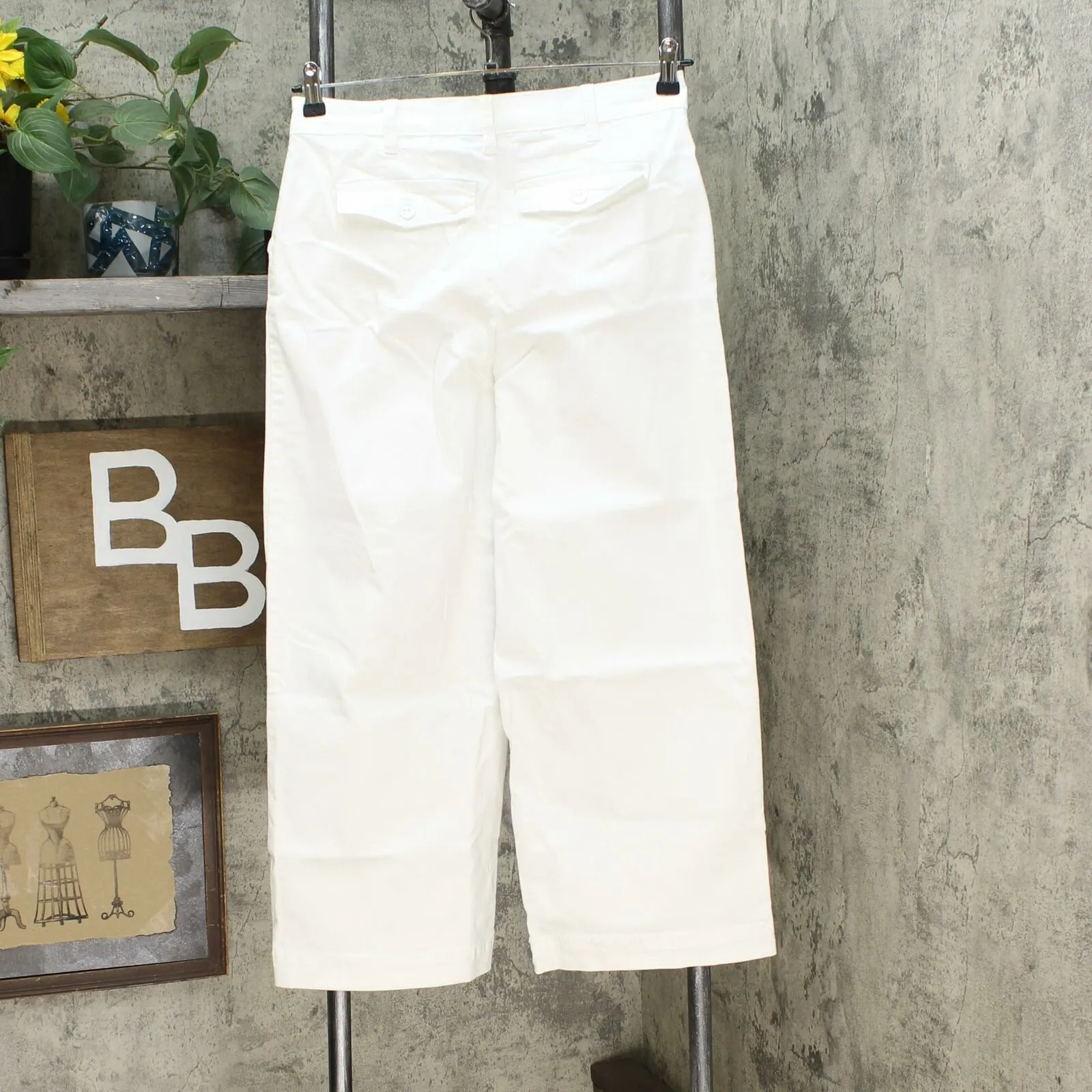 DG2 by Diane Gilman Women's Stretch Twill Wide Leg Chino Pants Ivory 8