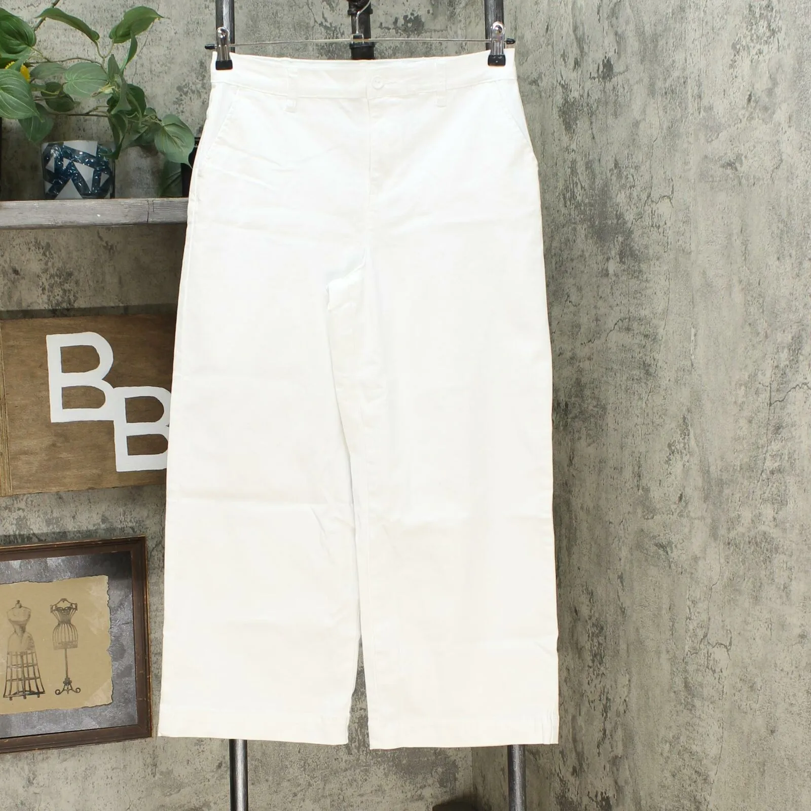 DG2 by Diane Gilman Women's Stretch Twill Wide Leg Chino Pants Ivory 8