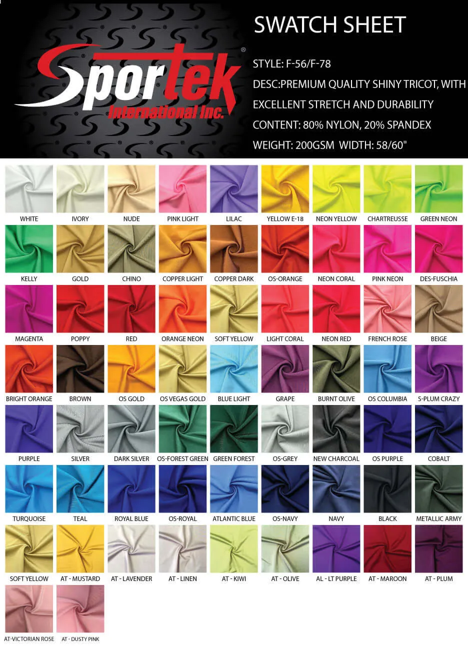 F-56/F-78 Nylon-Spandex Tricot Shiny 6 oz