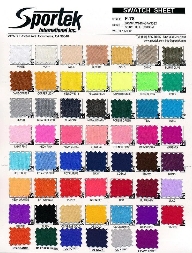 F-56/F-78 Nylon-Spandex Tricot Shiny 6 oz