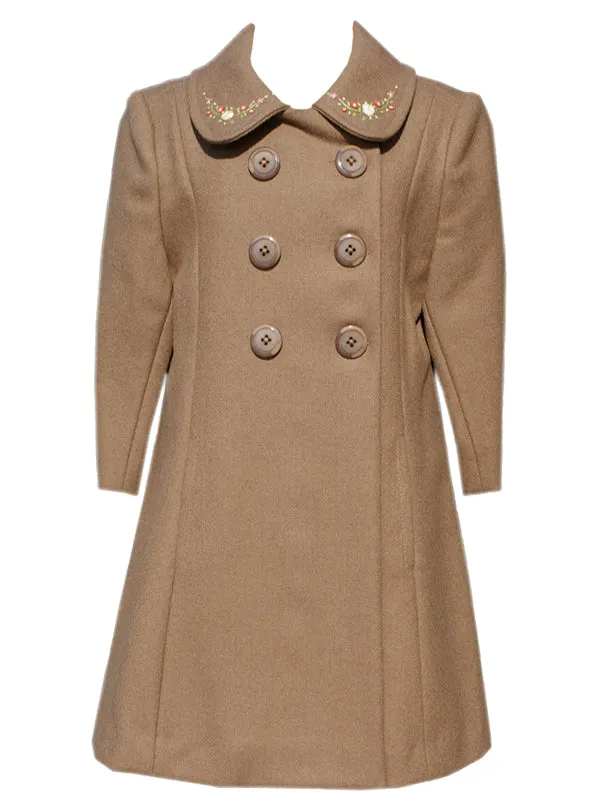Girls Wool Coat Double Breasted in Brown Color 6ys. Last One!