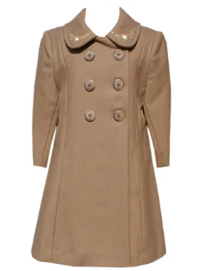 Girls Wool Coat Double Breasted in Brown Color 6ys. Last One!