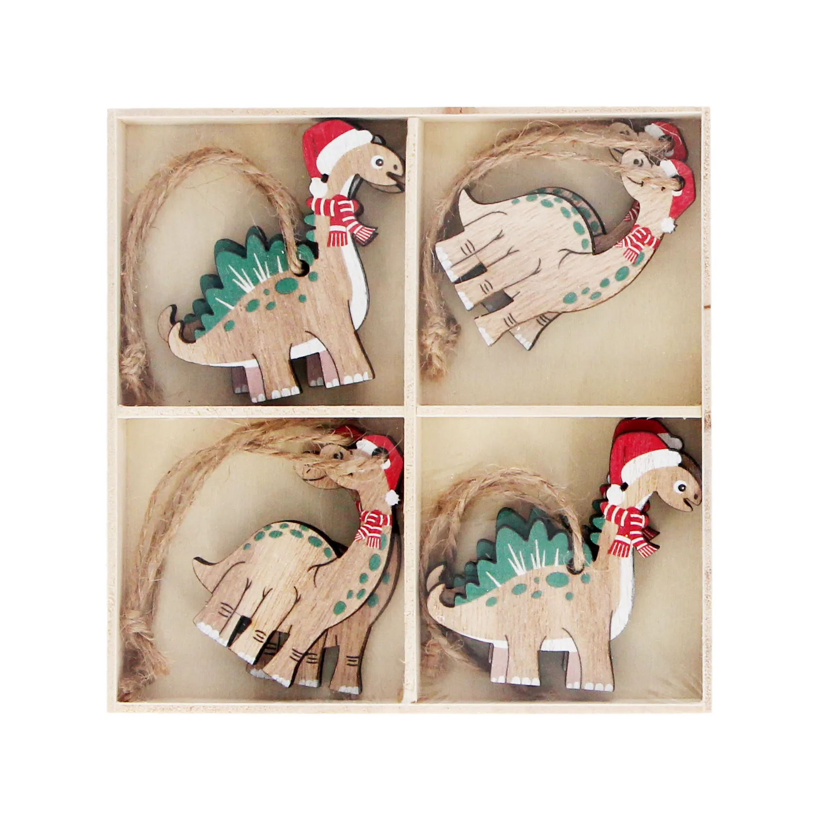 Gisela Graham Wooden Long Necked Dinosaur Decorations