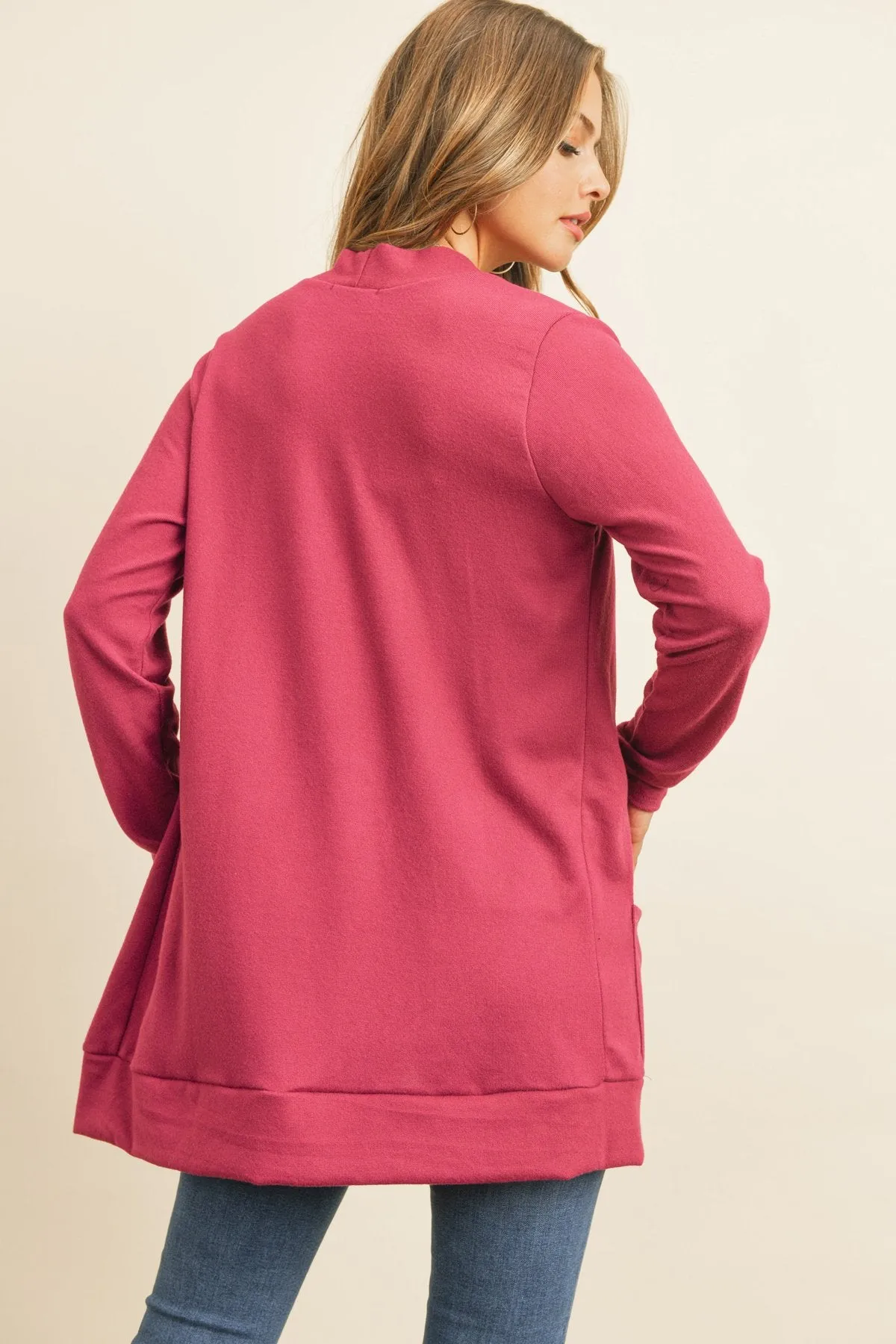 Hacci Brushed Open Front Cardigan