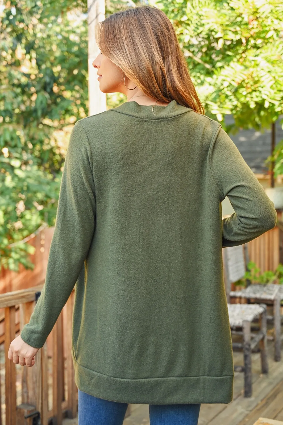 Hacci Brushed Open Front Cardigan