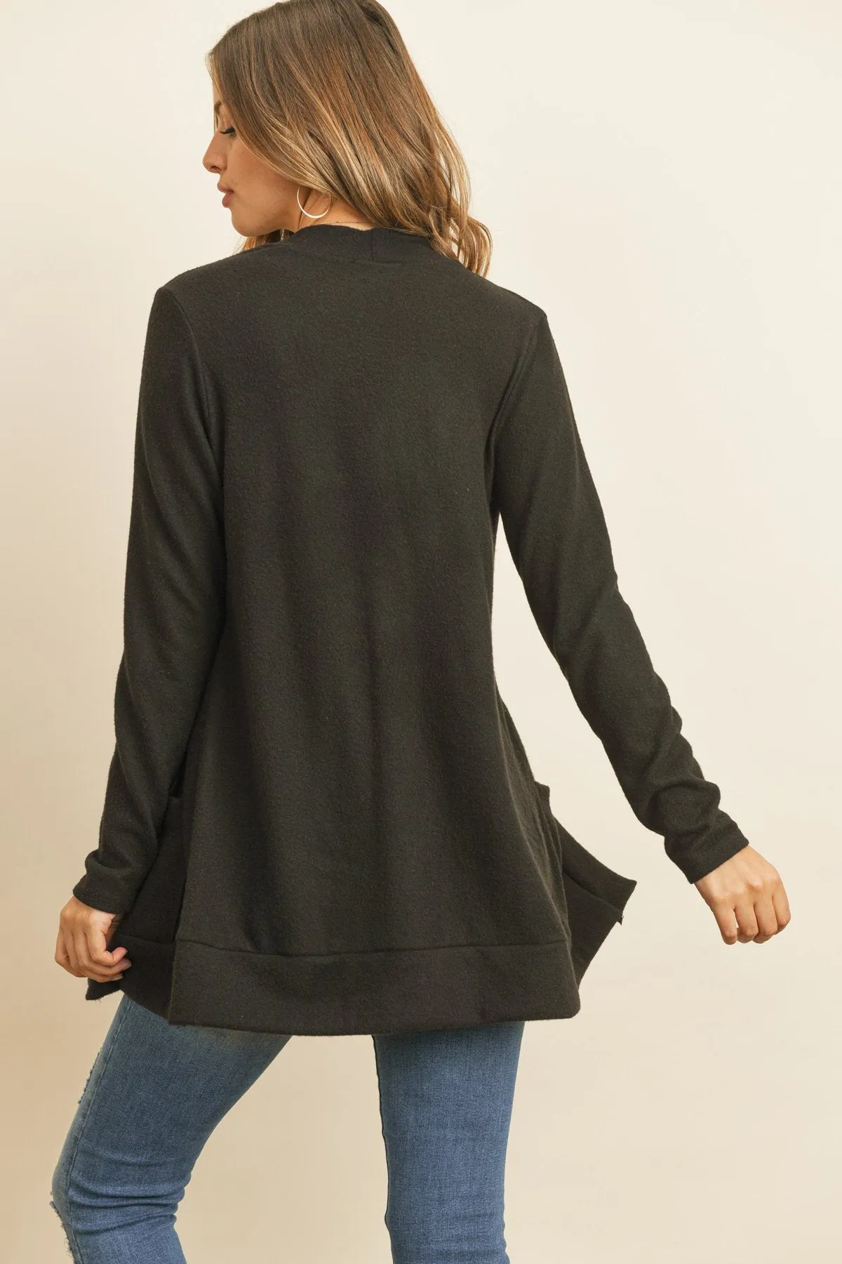 Hacci Brushed Open Front Cardigan