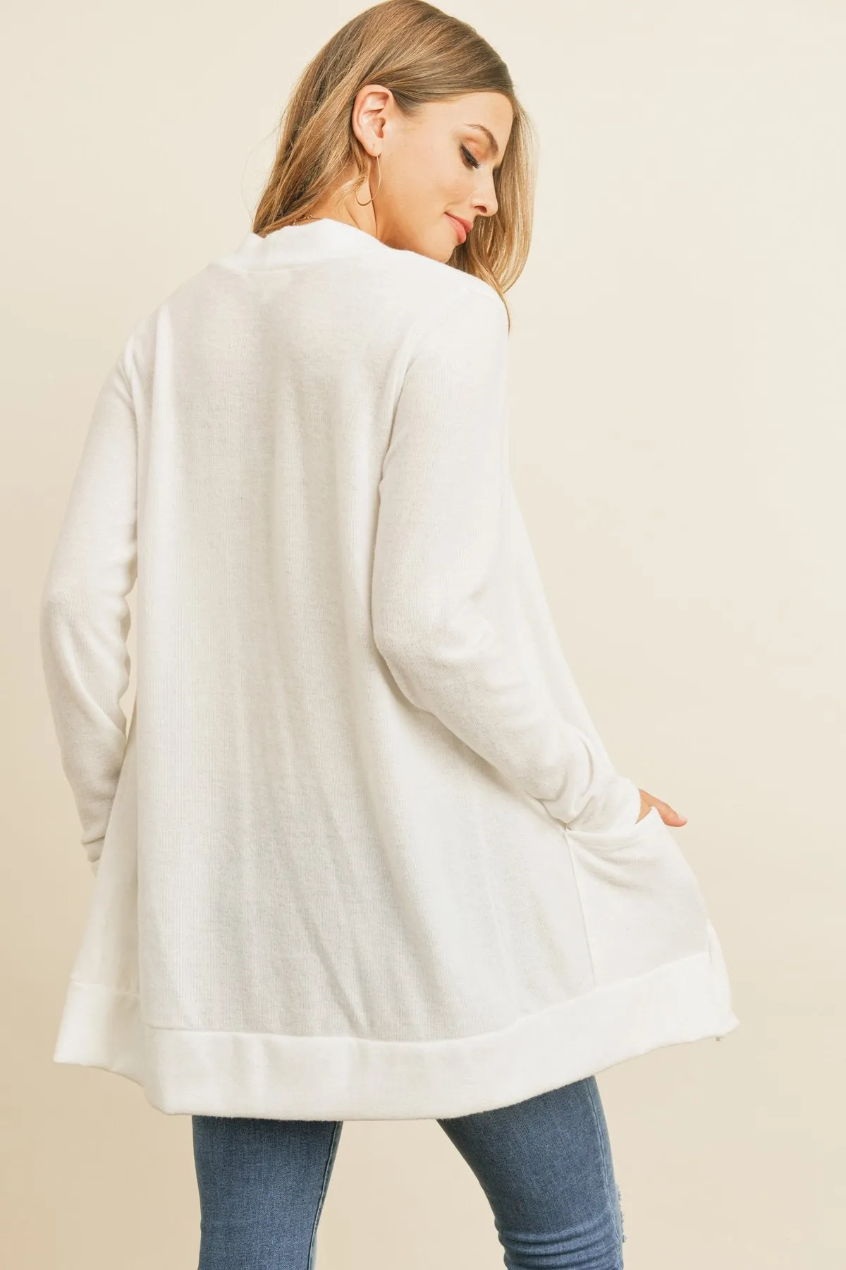Hacci Brushed Open Front Cardigan